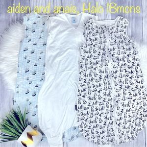 Bundle 6-18month baby Aiden Anais Halo Sleep Sack Bag Wearable Blanket Muslin